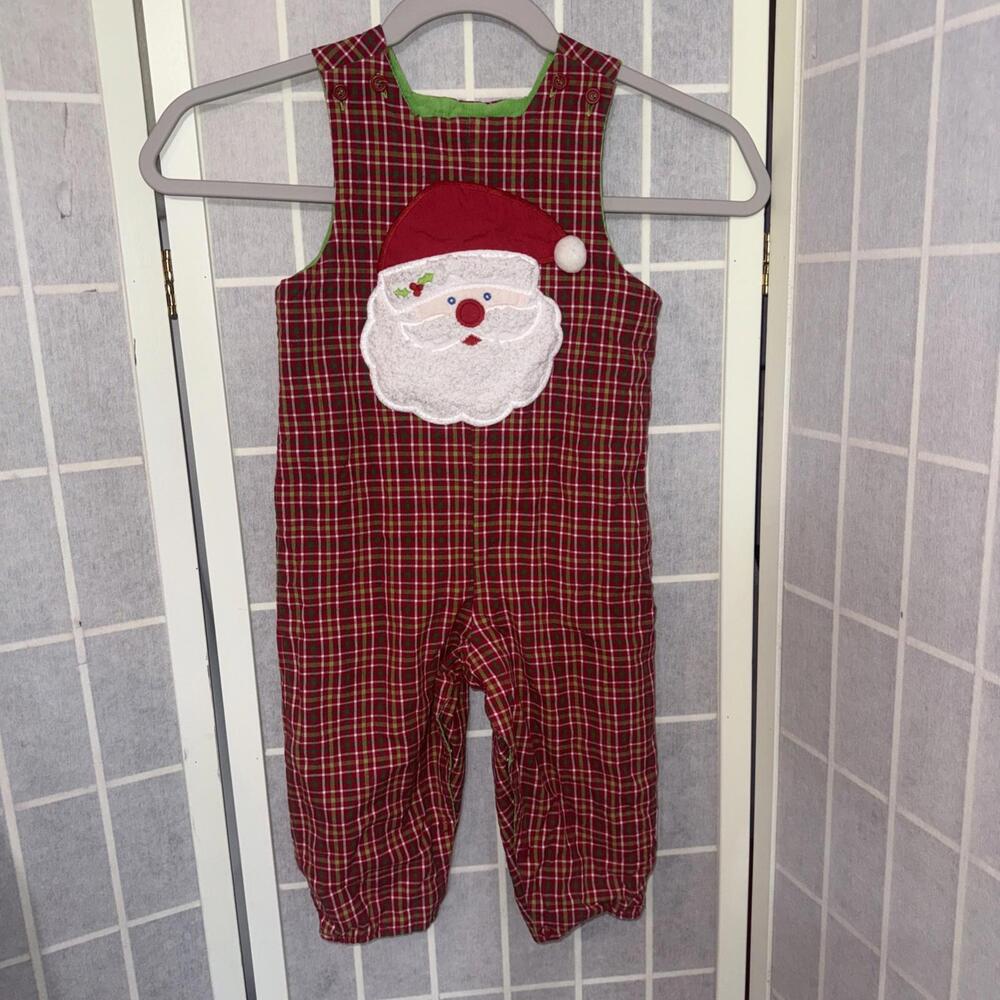 Vintage The Bailey Boys Reversible SANTA Construction Corduroy Romper 24 Months
